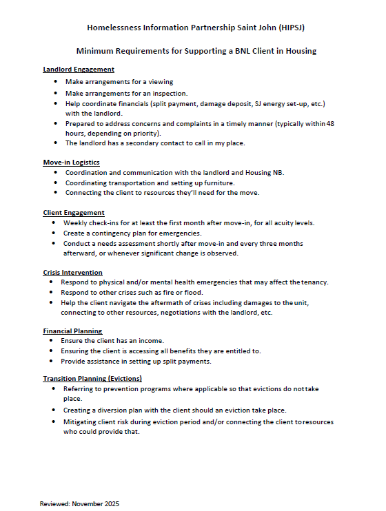 Housing Support Minimum Requirements